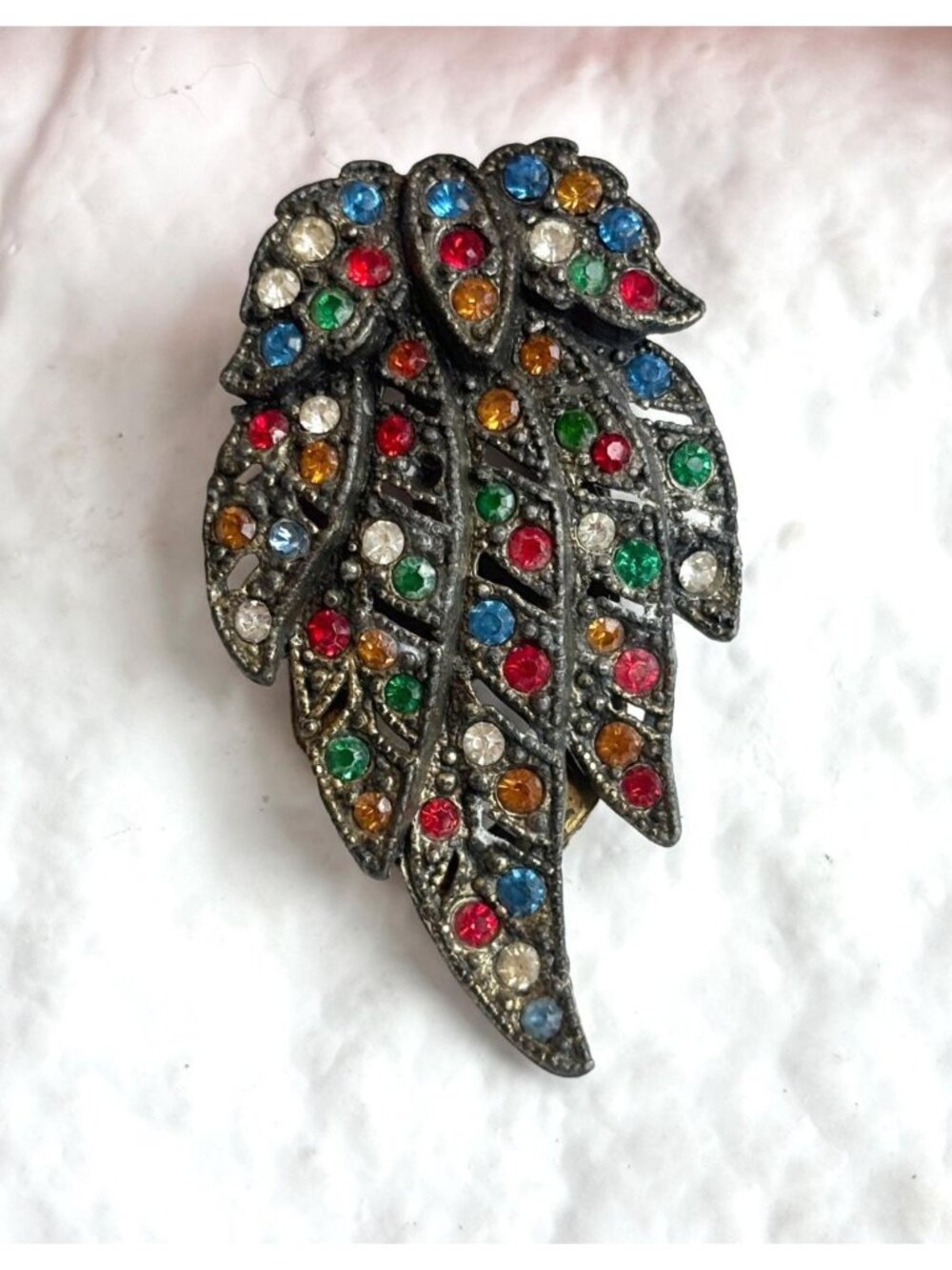 Little Nemo Art Deco Blue Rhinestone Antique Vintage Dress Clip | Fur Clip
